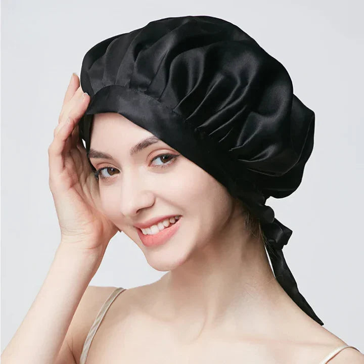 Hair Bonnet Double-Layer Imitation Silk Adjustable Strap