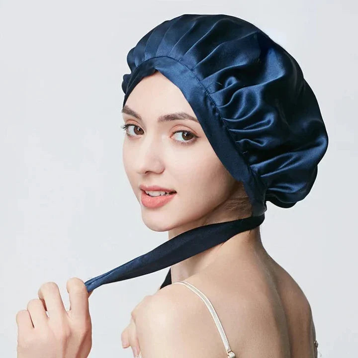 Hair Bonnet Double-Layer Imitation Silk Adjustable Strap