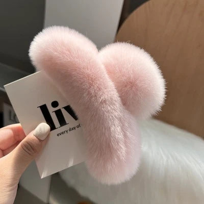Hair Claw Clip Plush Faux Fur Secure Grip