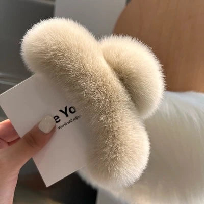 Hair Claw Clip Plush Faux Fur Secure Grip
