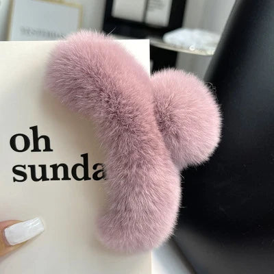 Hair Claw Clip Plush Faux Fur Secure Grip