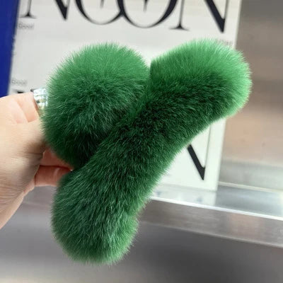 Hair Claw Clip Plush Faux Fur Secure Grip