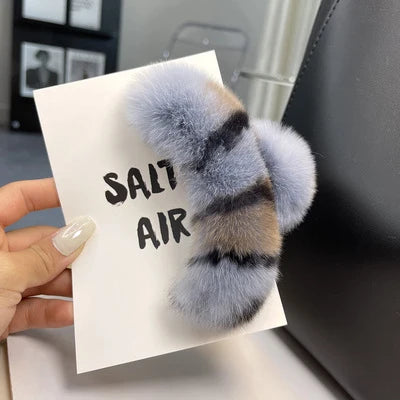 Hair Claw Clip Plush Faux Fur Secure Grip
