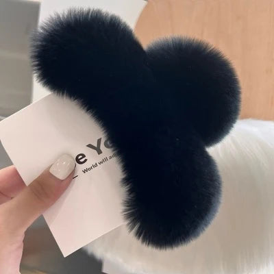 Hair Claw Clip Plush Faux Fur Secure Grip