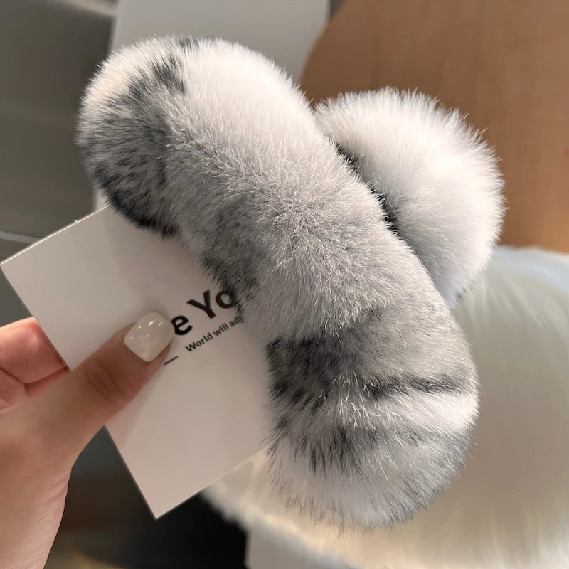 Hair Claw Clip Plush Faux Fur Secure Grip