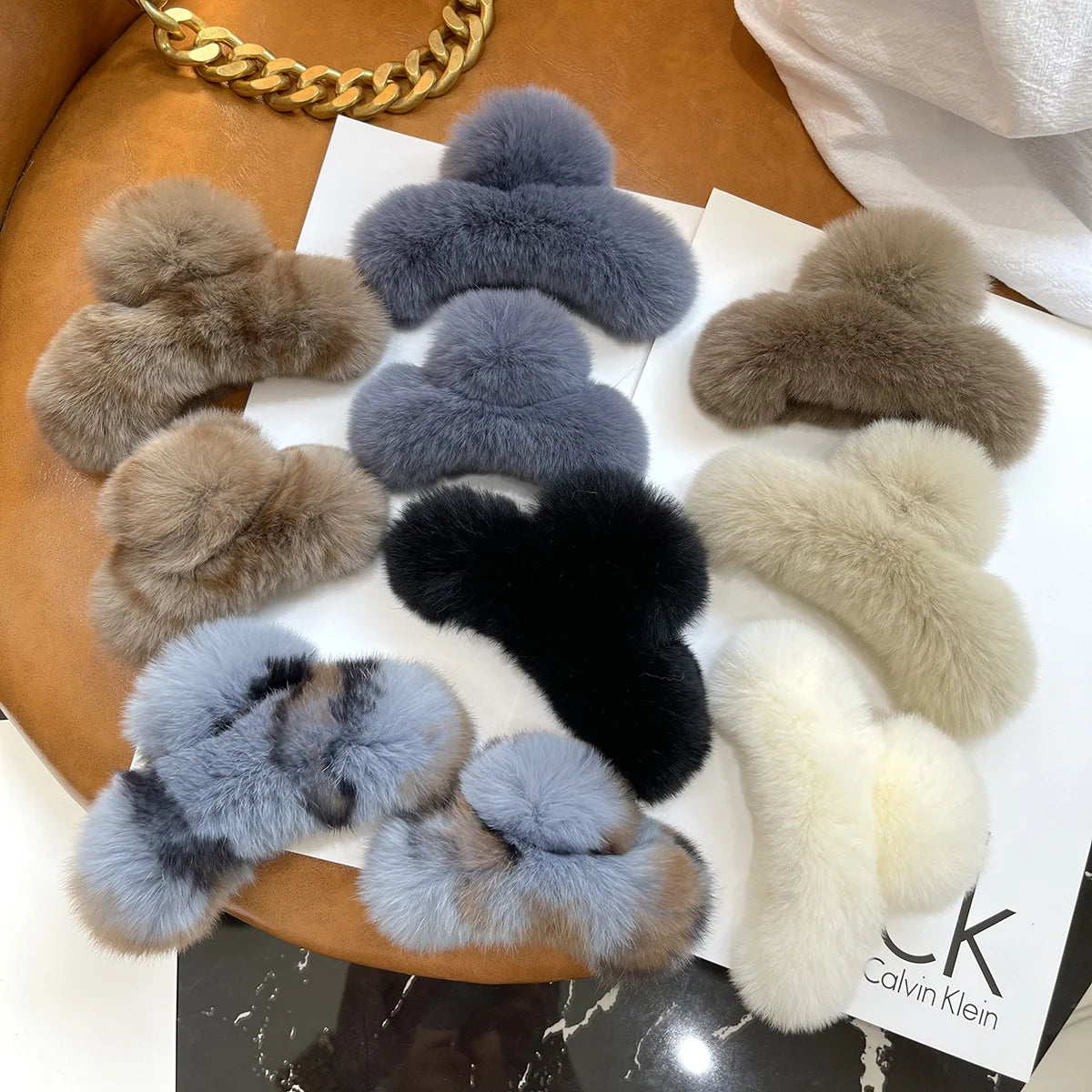 Hair Claw Clip Plush Faux Fur Secure Grip