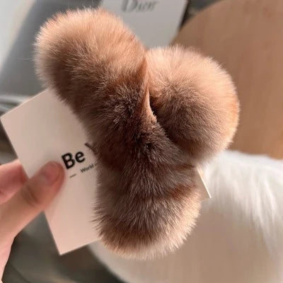 Hair Claw Clip Plush Faux Fur Secure Grip