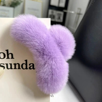Hair Claw Clip Plush Faux Fur Secure Grip