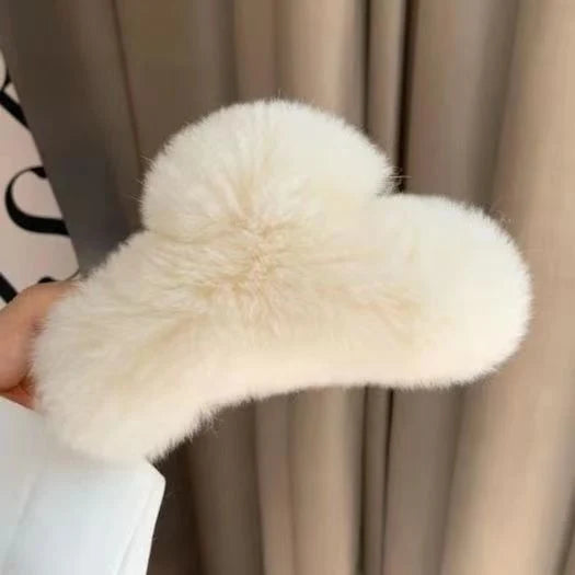 Hair Claw Clip Plush Faux Fur Secure Grip
