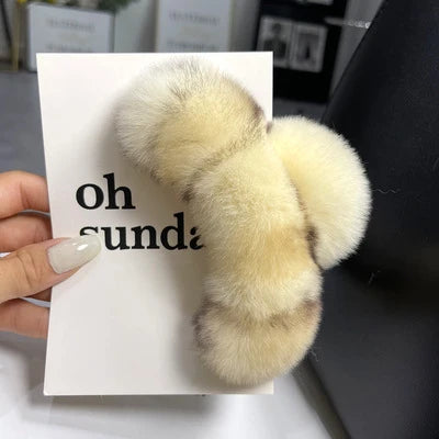Hair Claw Clip Plush Faux Fur Secure Grip