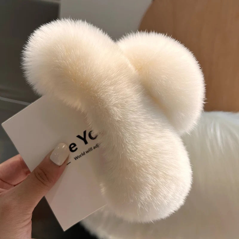 Hair Claw Clip Plush Faux Fur Secure Grip