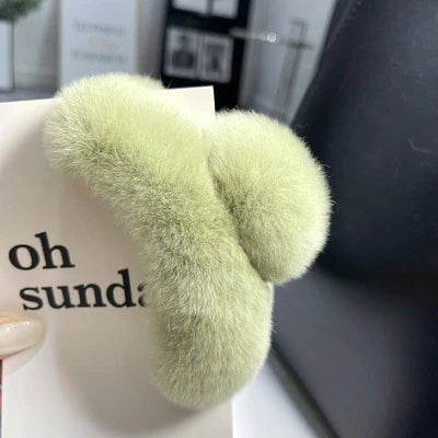 Hair Claw Clip Plush Faux Fur Secure Grip