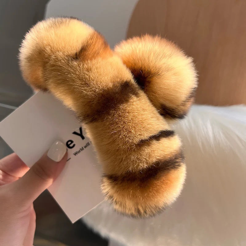 Hair Claw Clip Plush Faux Fur Secure Grip