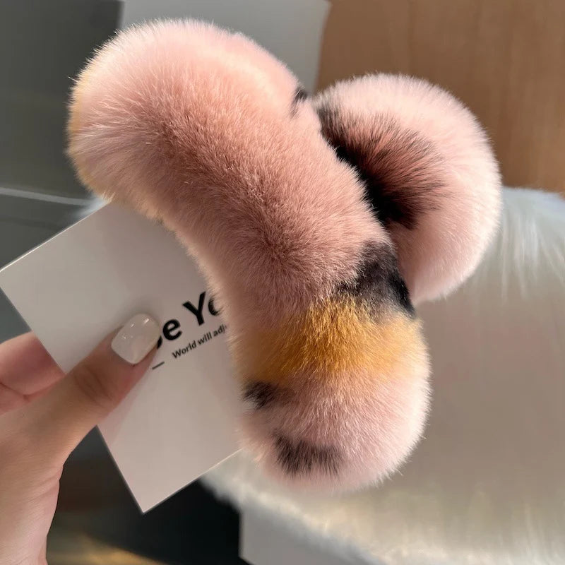 Hair Claw Clip Plush Faux Fur Secure Grip