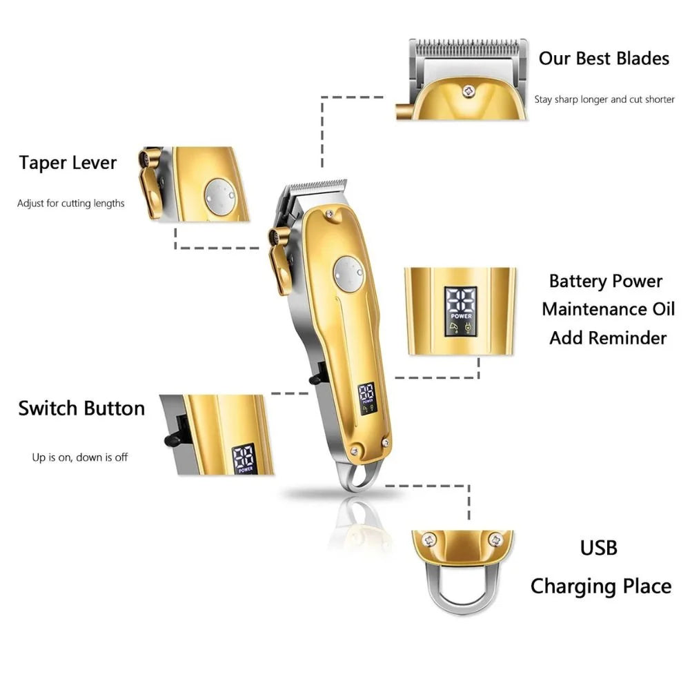 Hair Clipper Set Cordless Ceramic Blades & Trimmer