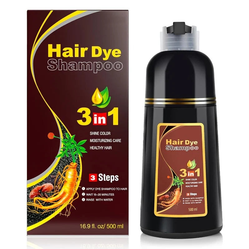 Hair Dye Shampoo 3-in-1 Gray Coverage Ammonia-Free