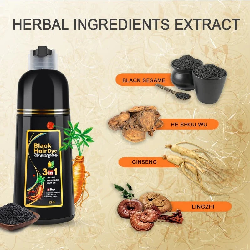 Hair Dye Shampoo 3-in-1 Gray Coverage Ammonia-Free