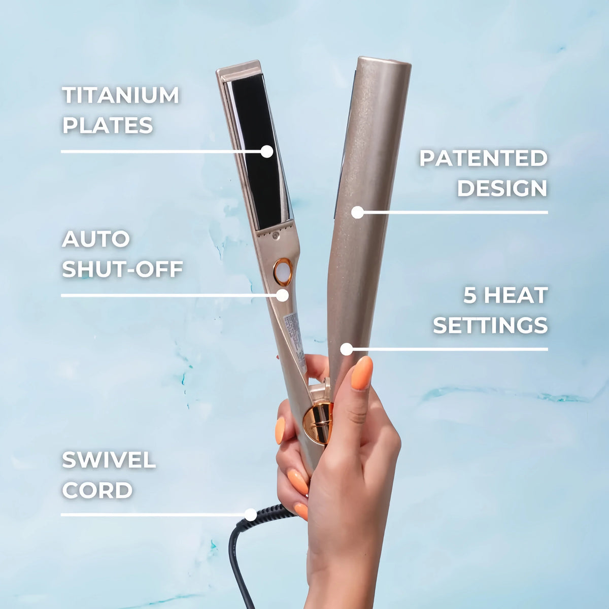 Hair Straightener & Curler 2-in-1 Titanium Plates
