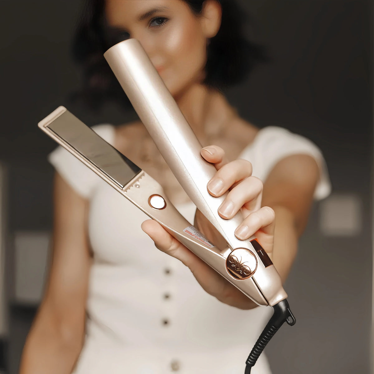 Hair Straightener & Curler 2-in-1 Titanium Plates