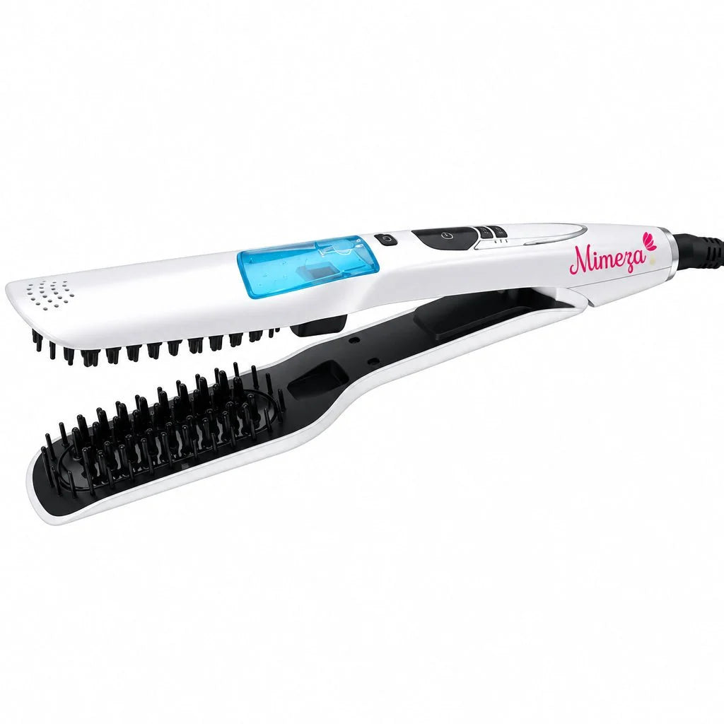 Hair Straightener Steam-Powered Ceramic Plates Adjustable Temperature