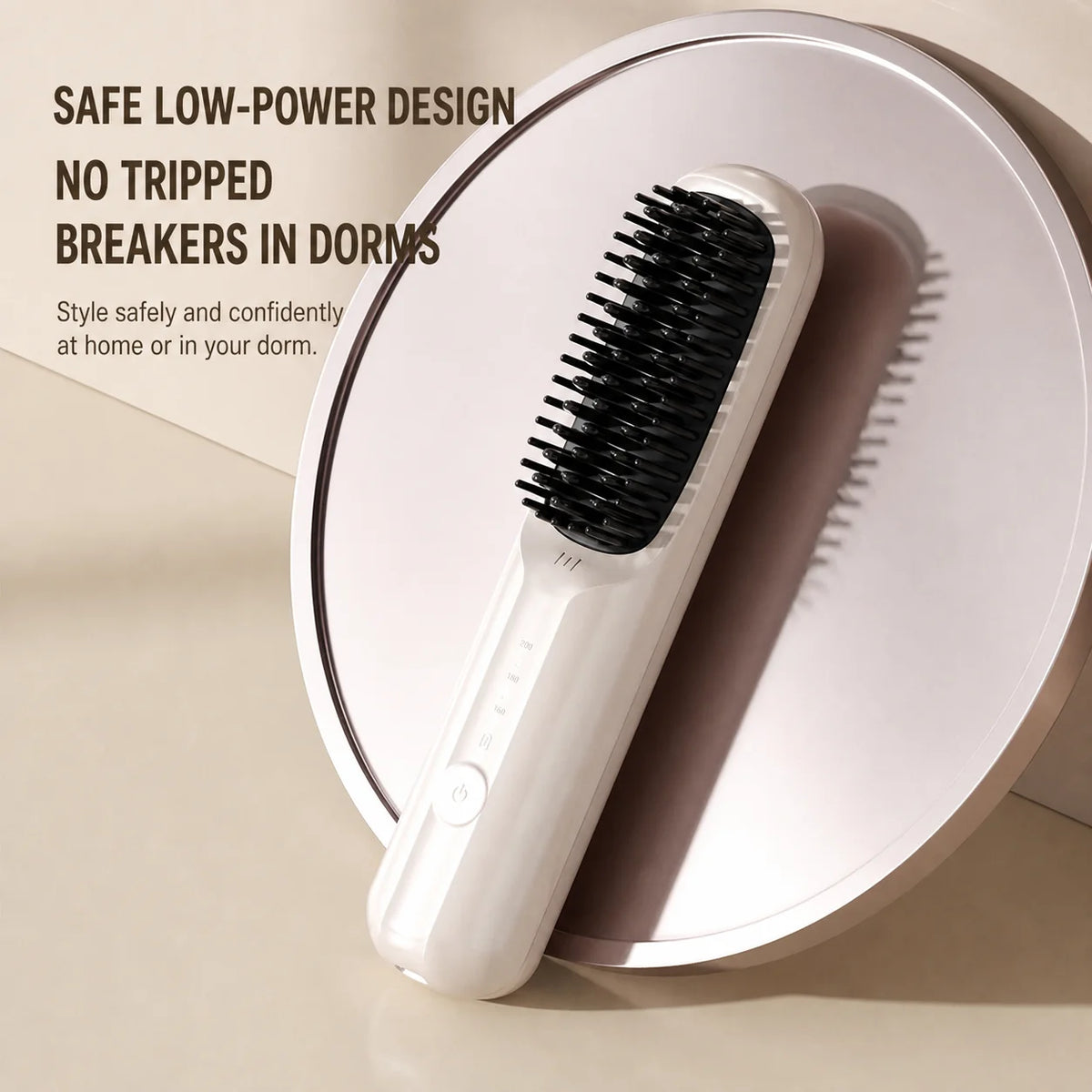 Hair Straightening Brush Cordless Ceramic-Coated With Ion Release