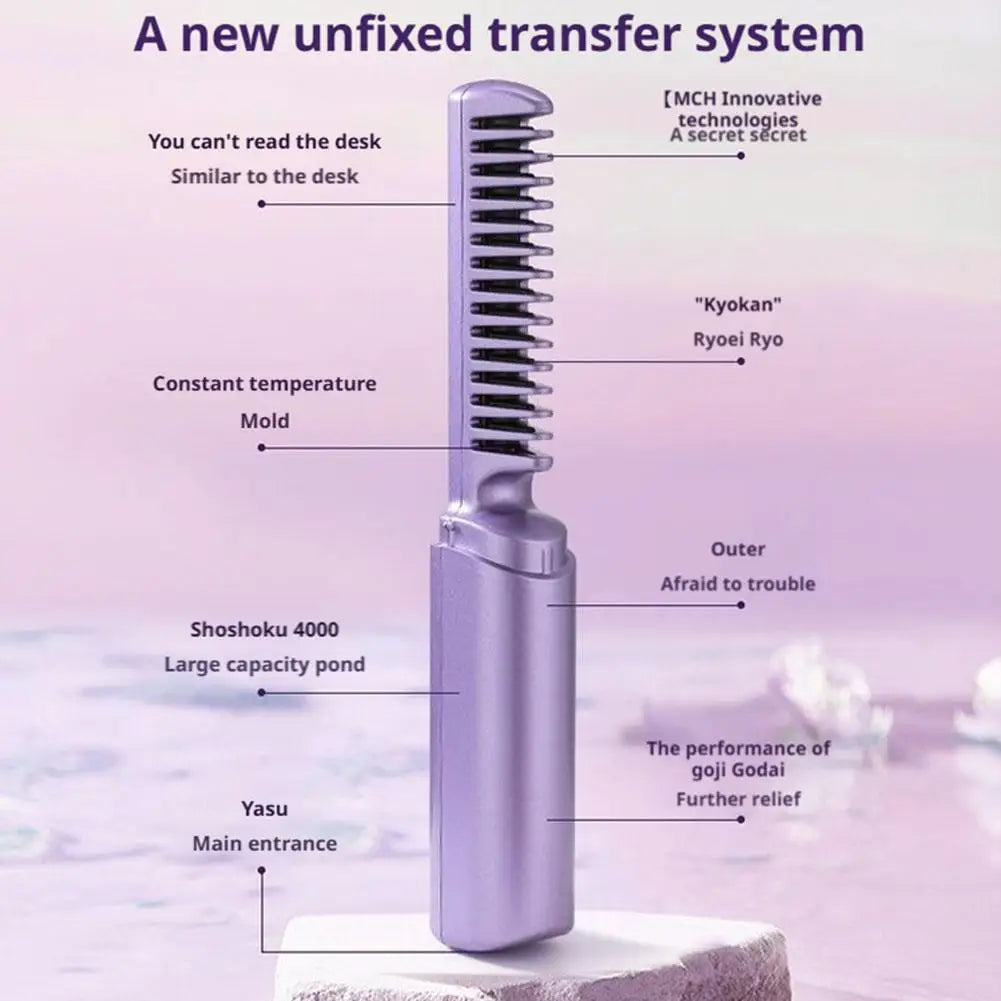 Hair Straightening Comb Ceramic Cordless Rechargeable