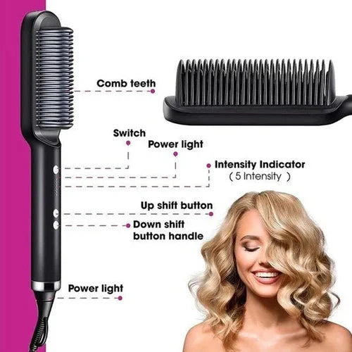 Hair Styling Comb Ionic Frizz Control Adjustable Heat