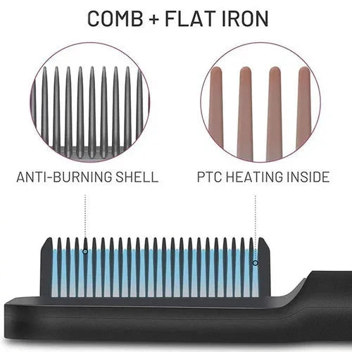 Hair Styling Comb Ionic Frizz Control Adjustable Heat