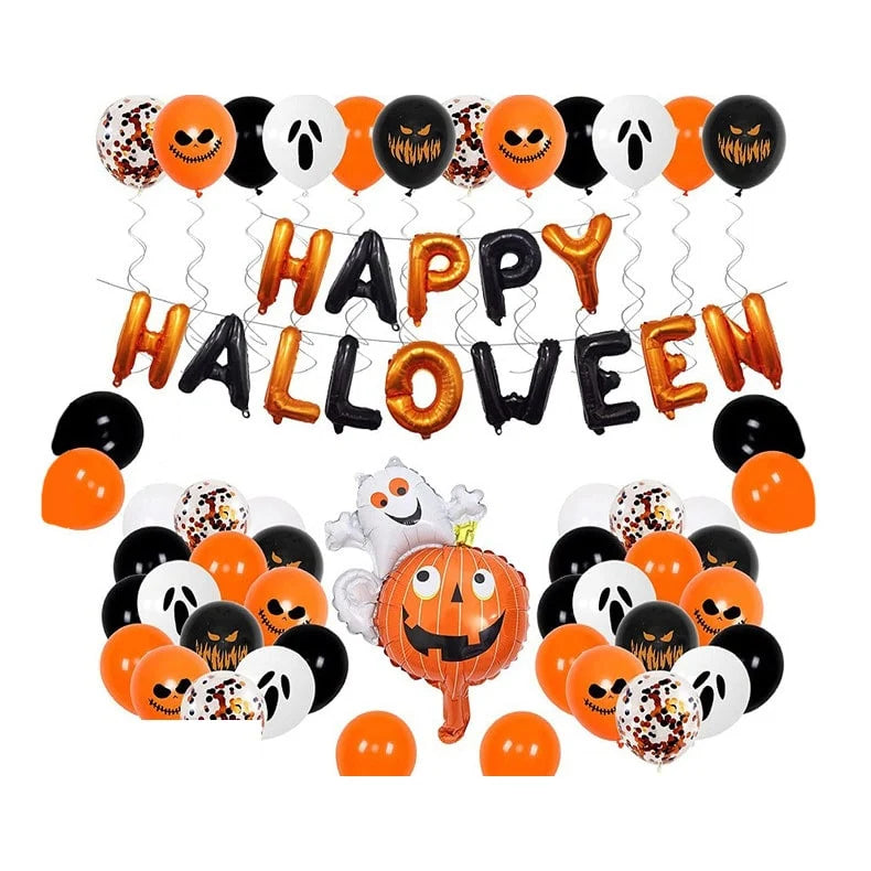 Halloween Balloon Arch Kit Latex & Foil Balloons With Banner and Arch Tape