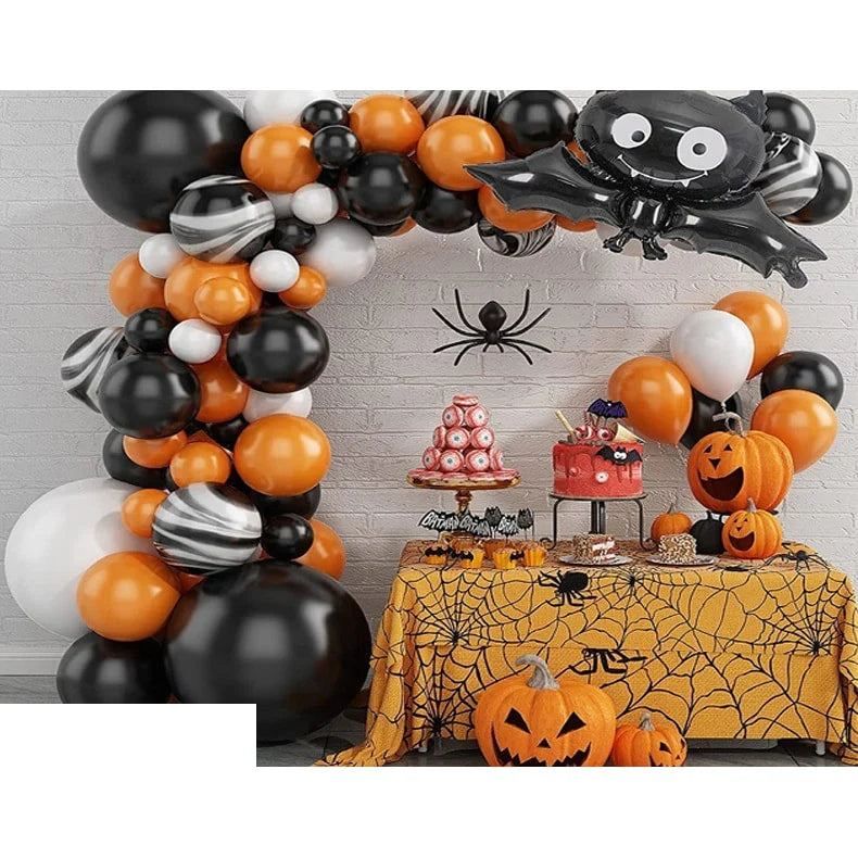 Halloween Balloon Arch Kit Latex & Foil Balloons With Banner and Arch Tape