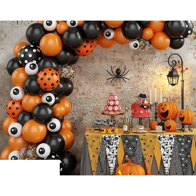 Halloween Balloon Arch Kit Latex & Foil Balloons With Banner and Arch Tape