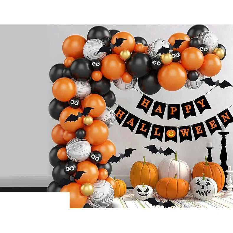 Halloween Balloon Arch Kit Latex & Foil Balloons With Banner and Arch Tape