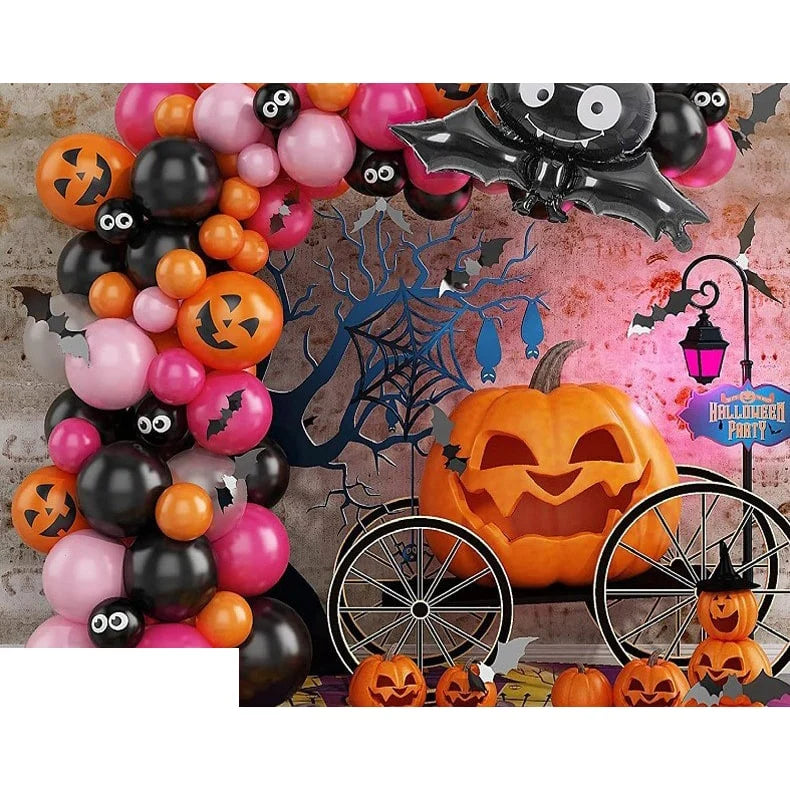 Halloween Balloon Arch Kit Latex & Foil Balloons With Banner and Arch Tape