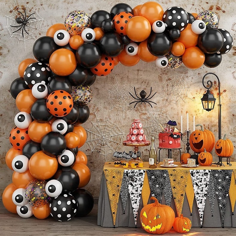 Halloween Balloon Arch Kit Latex & Foil Balloons With Banner and Arch Tape