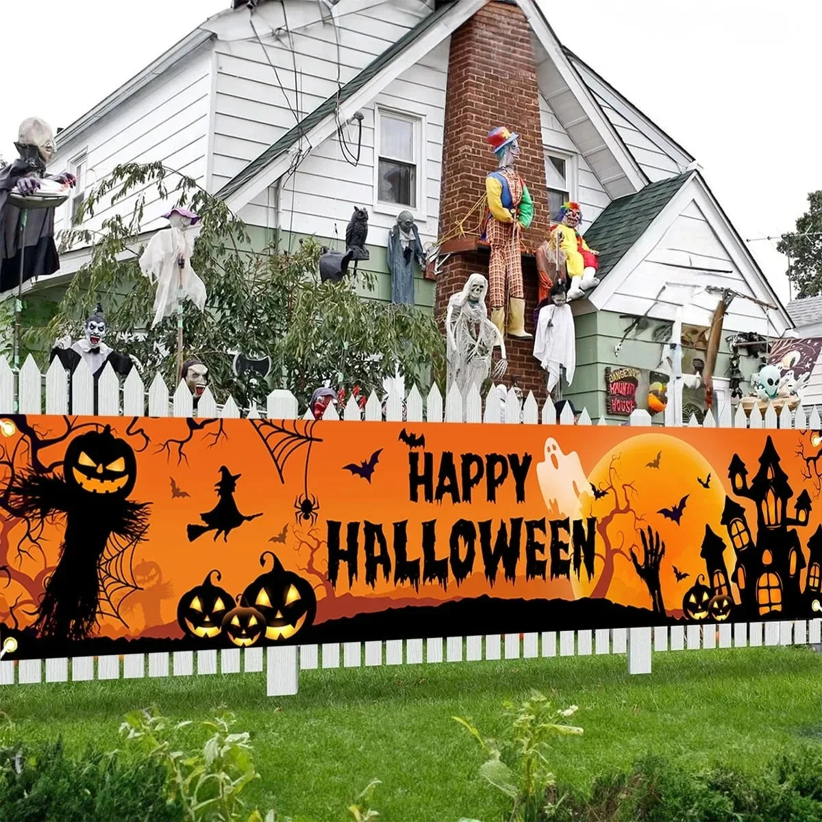 Halloween Banner Weather-Resistant Polyester With Brass Grommets
