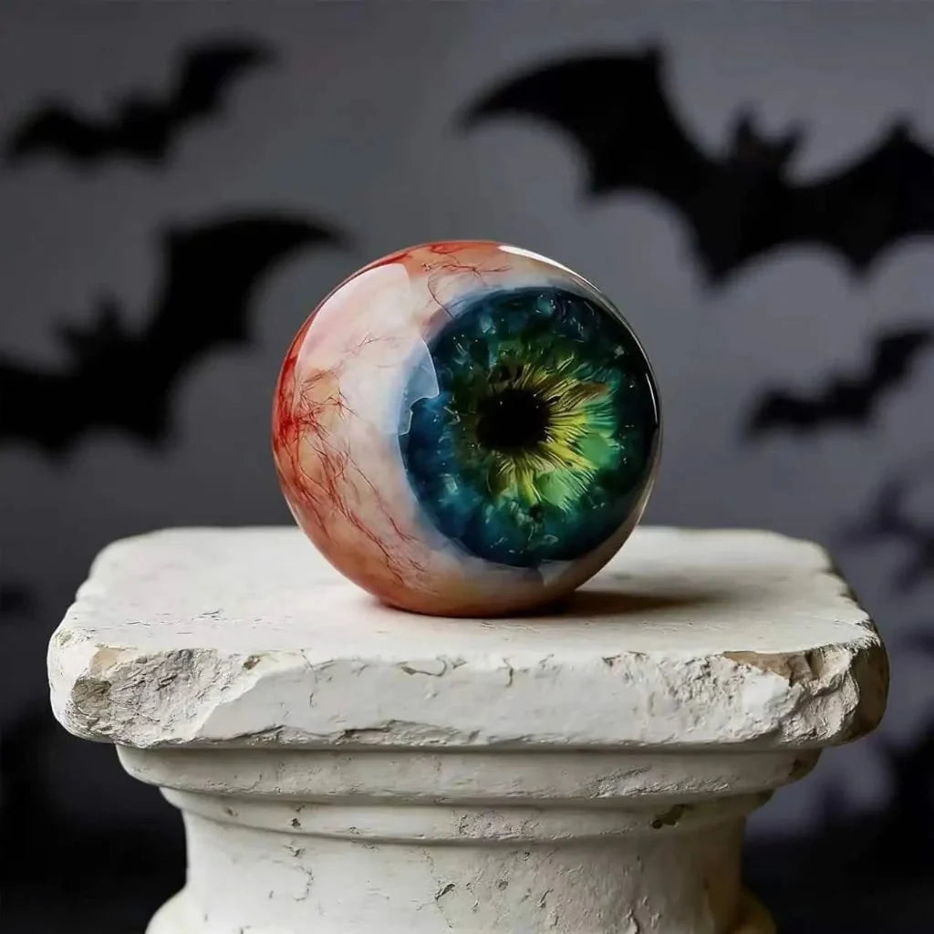 Halloween Eyeball Decor Glossy Resin Bloodshot Design Stand Included