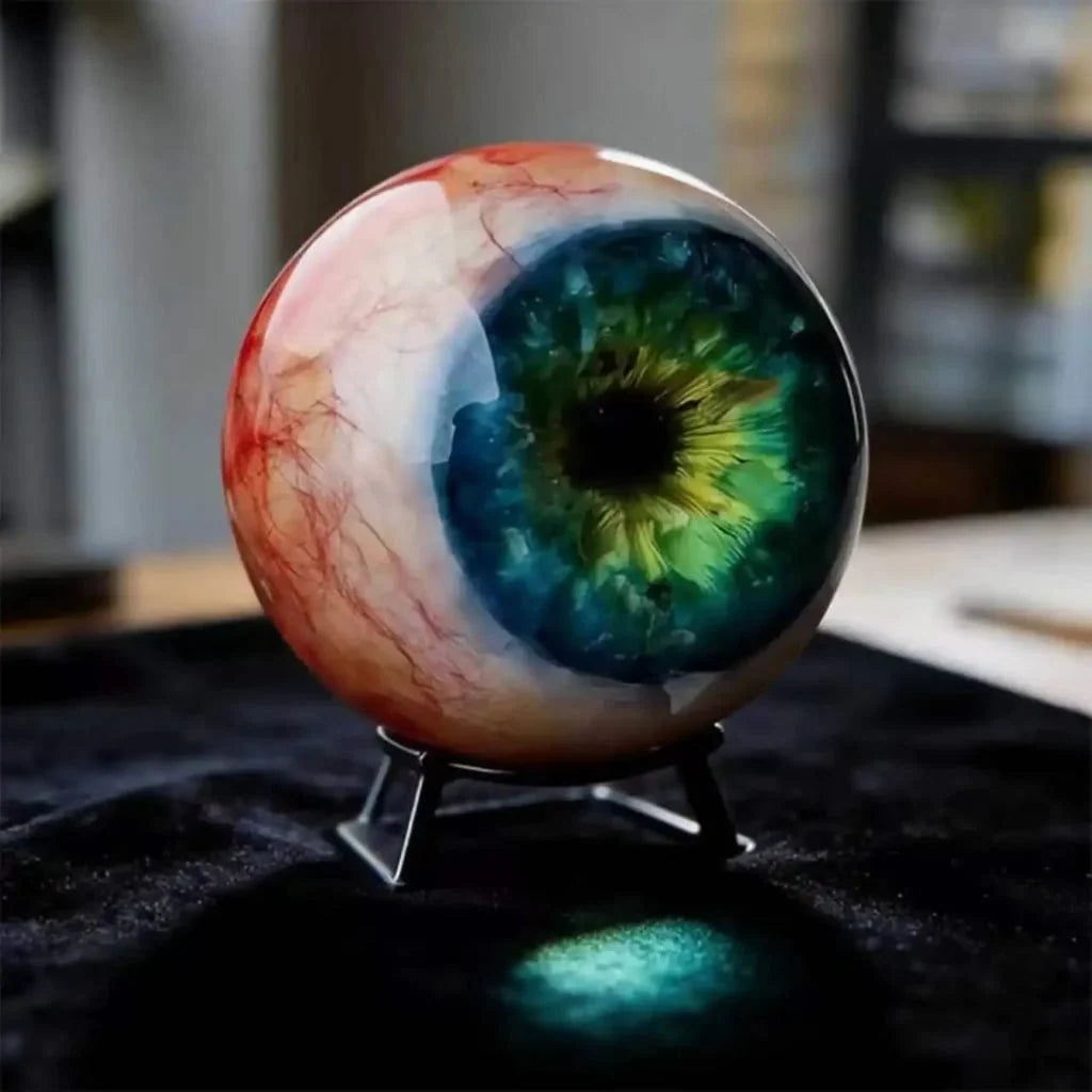 Halloween Eyeball Decor Glossy Resin Bloodshot Design Stand Included