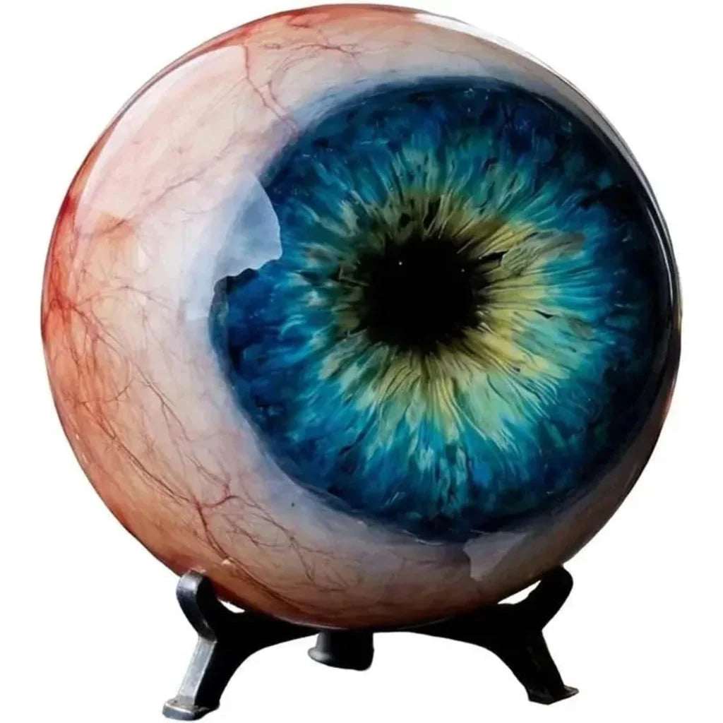 Halloween Eyeball Decor Glossy Resin Bloodshot Design Stand Included