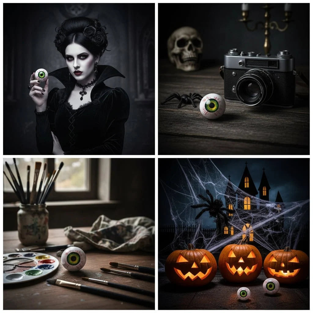 Halloween Eyeball Decor Glossy Resin Bloodshot Design Stand Included