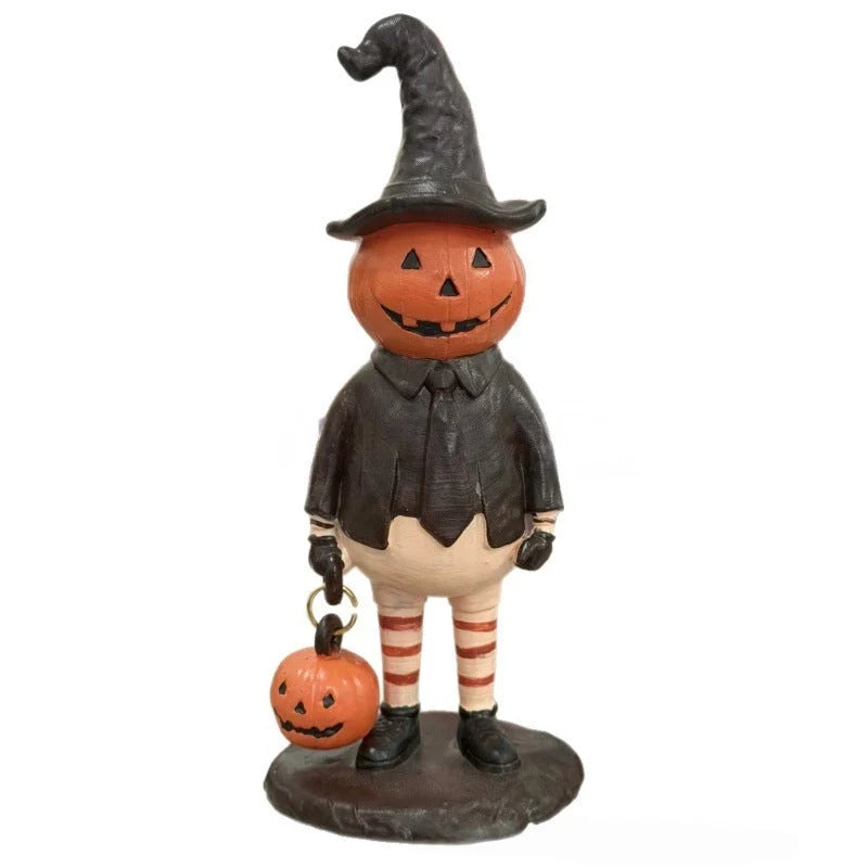 Halloween Figurine Resin Pumpkin Witch 7.1 Inch Tall