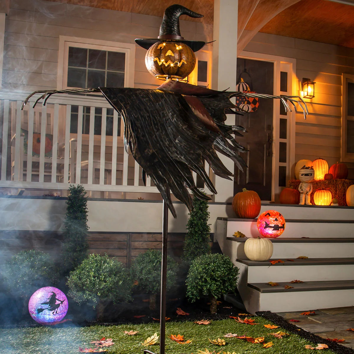 Halloween Garden Stake Metal Jack-O'-Lantern 67.5 Inch Tall