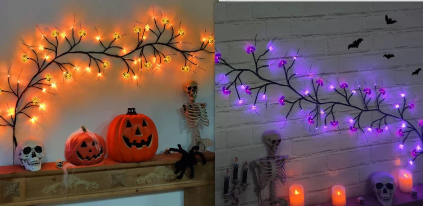 Halloween Garland LED Twig Battery-Powered 6-Foot Length