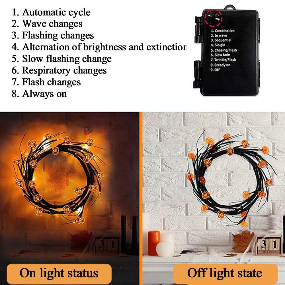 Halloween Garland LED Twig Battery-Powered 6-Foot Length
