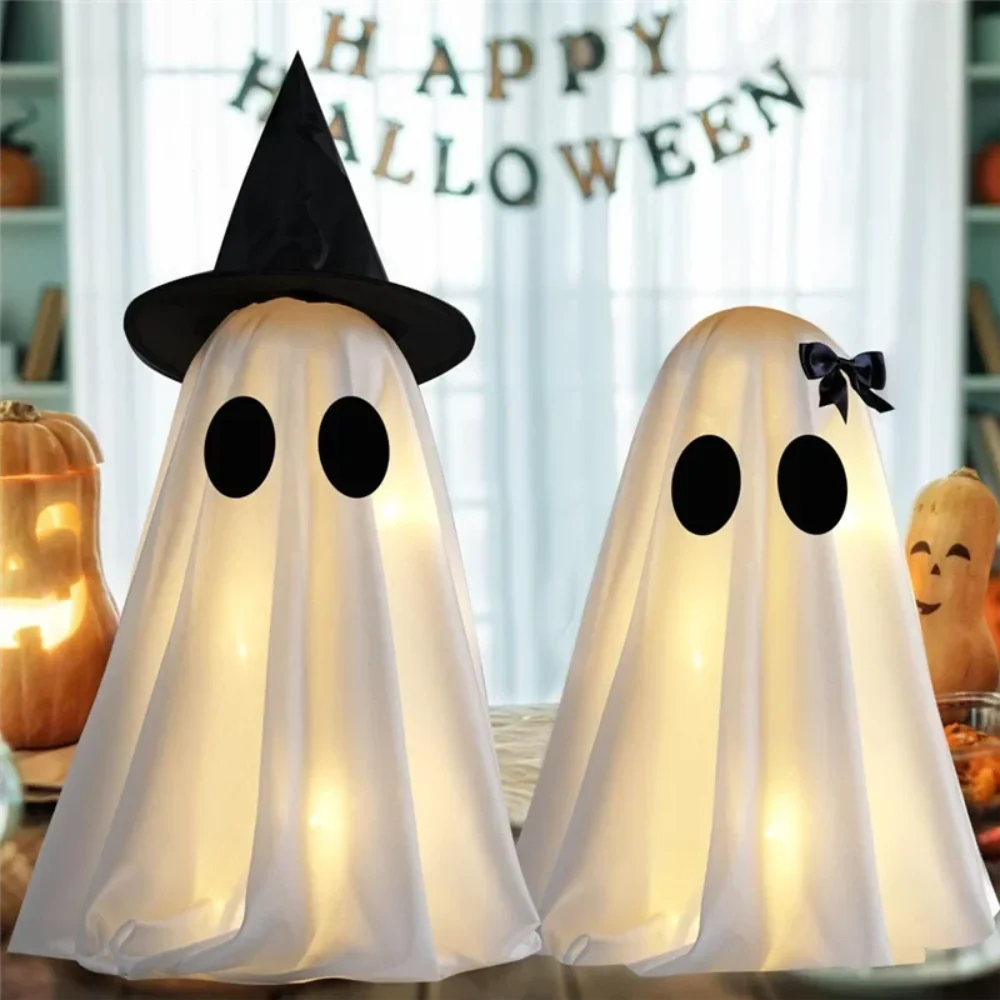 Halloween Ghost Decorations Warm White Lights Set of 2