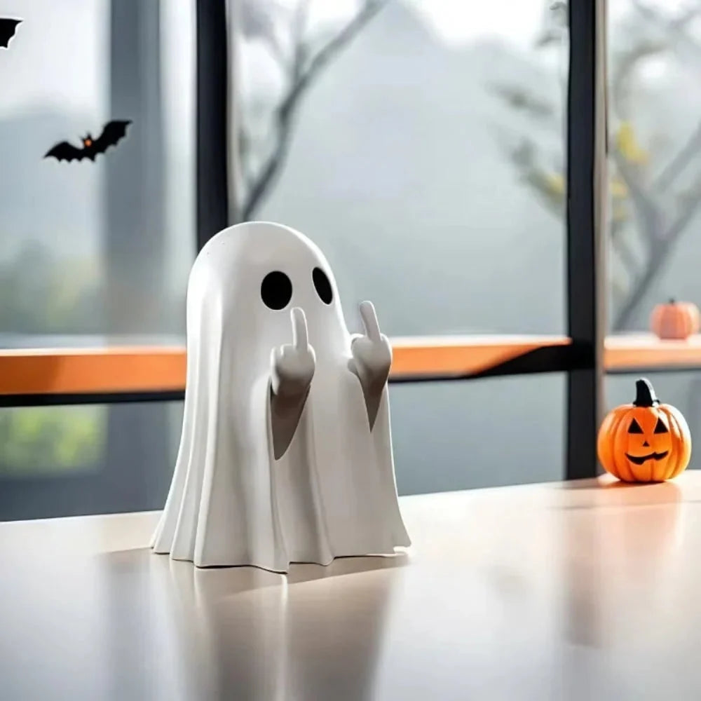 Halloween Ghost Figurine Resin Middle Finger Gesture
