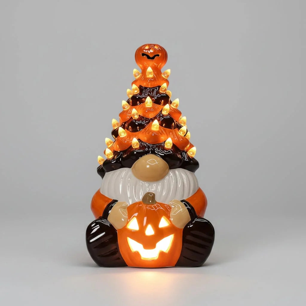 Halloween Gnome Figurine Ceramic Plug-In LED Lights