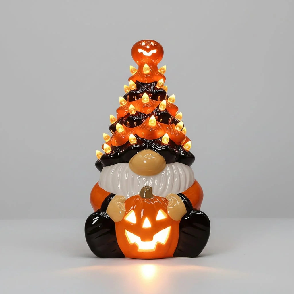 Halloween Gnome Figurine Ceramic Plug-In LED Lights