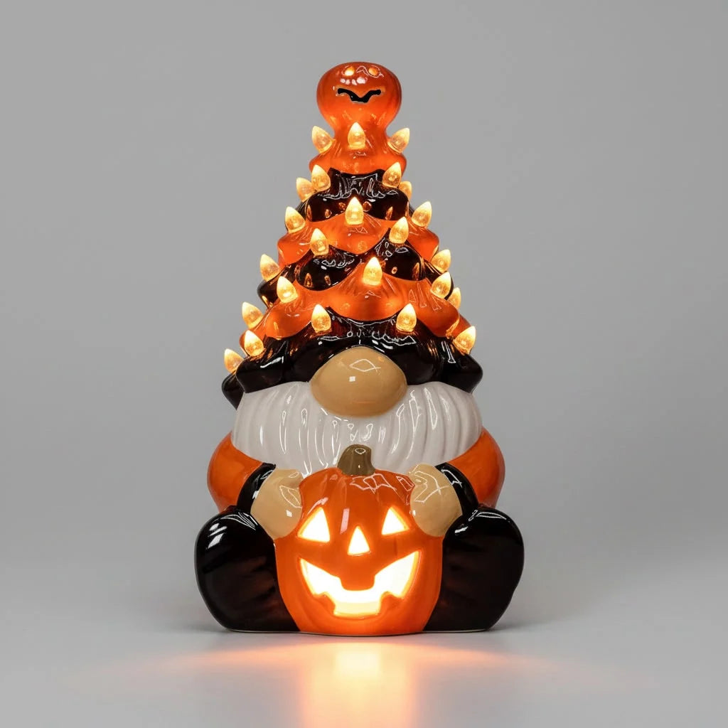 Halloween Gnome Figurine Ceramic Plug-In LED Lights