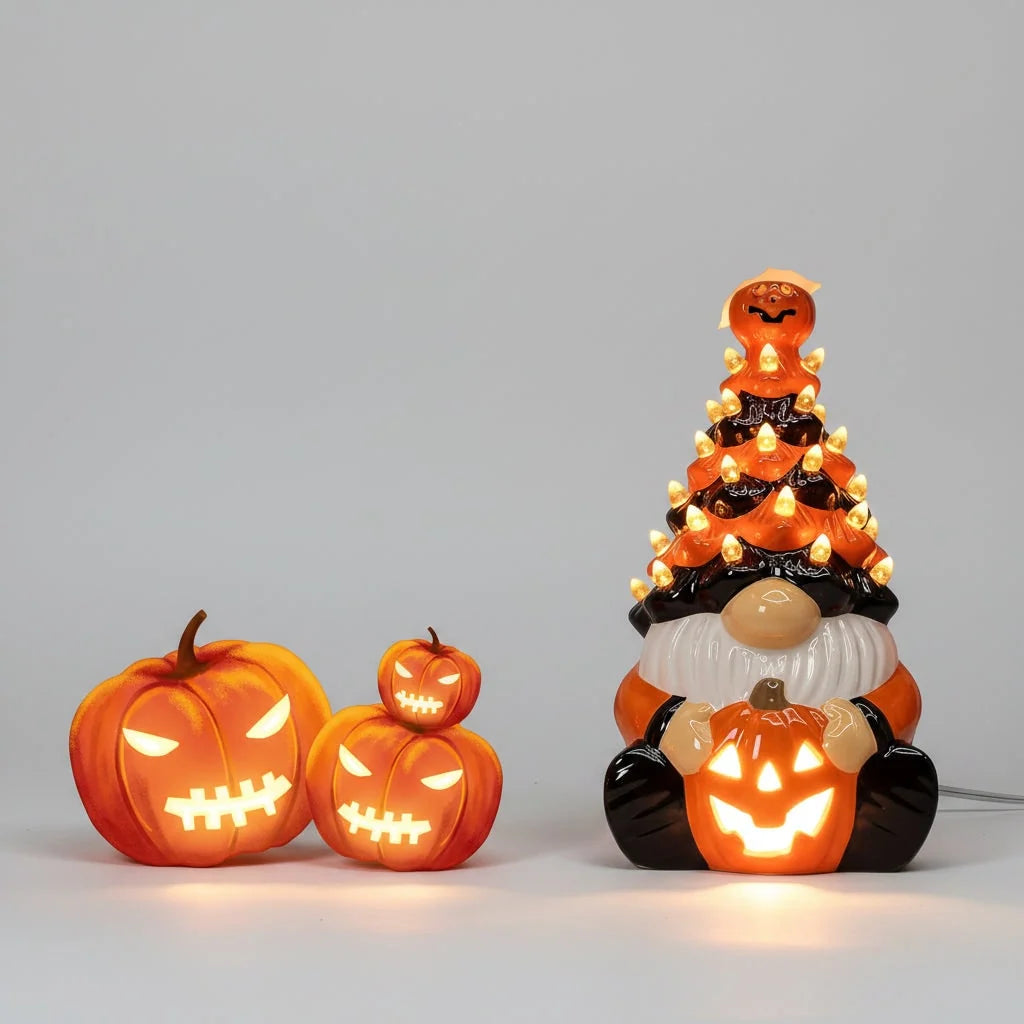 Halloween Gnome Figurine Ceramic Plug-In LED Lights