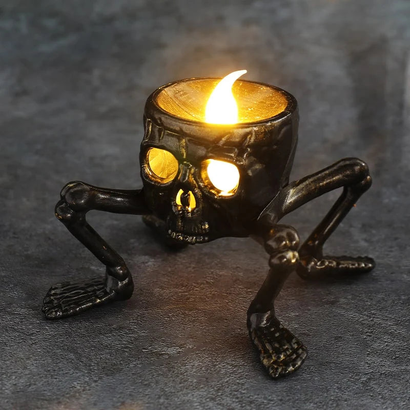 Halloween LED Candle Flickering Battery-Operated Skeleton & Skull Designs